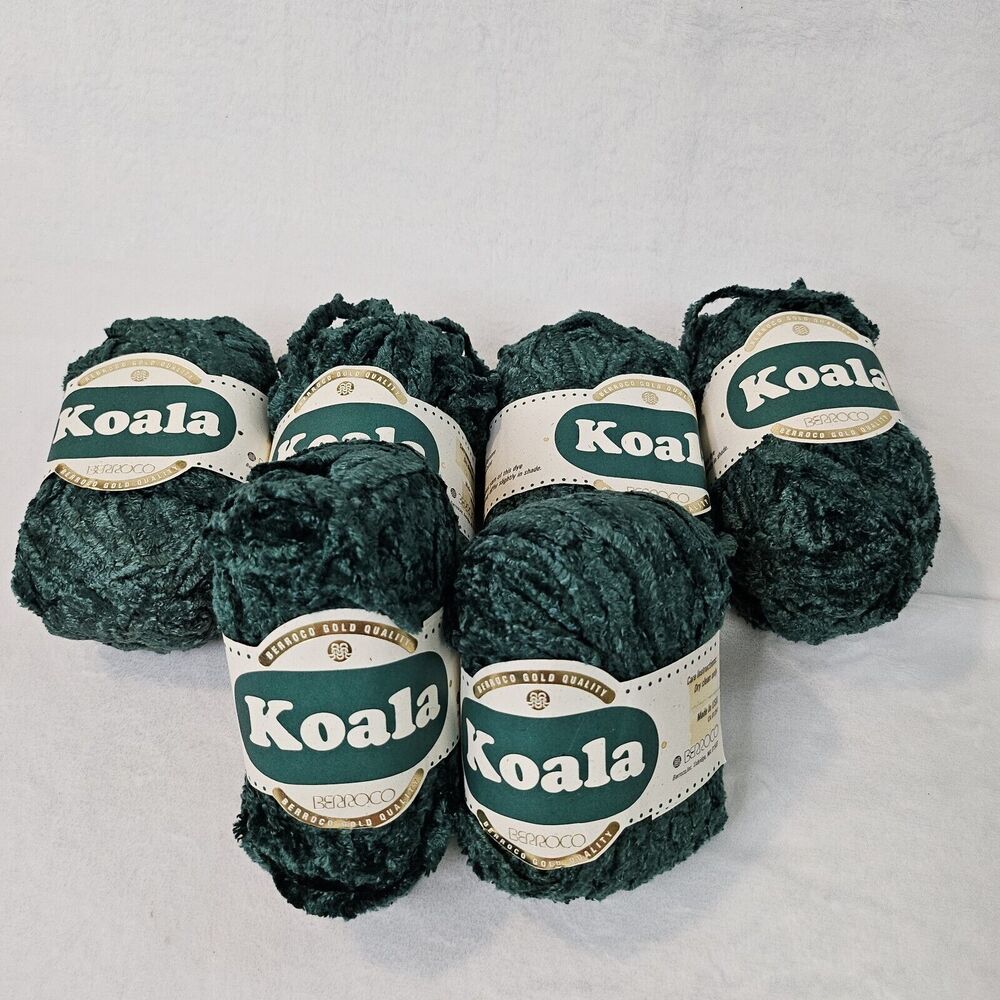 6 Skein VTG Koala Forest Green 371 Yarn Berroco Gold Quality Knit Crochet Chunky